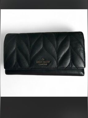 Kate Spade Sleek  Black Quilted Leather Wallet for Women